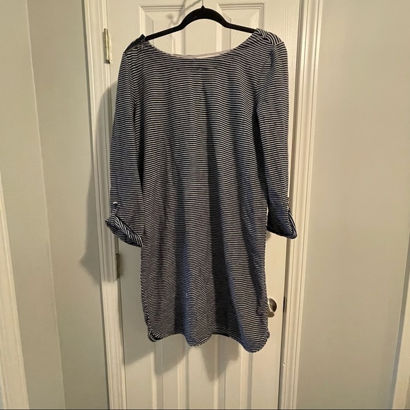 *DONATED* LOFT | Women’s Sheath Navy Blue White | Zipper Button Detail - Picture 1 of 6